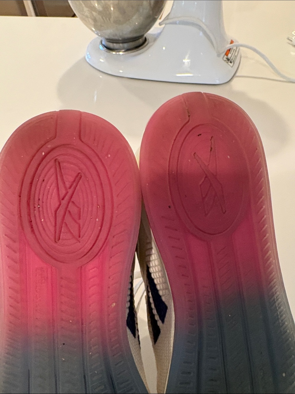 Reebok White Sneakers with Pink Logo and Navy Insole - Picture 7 of 10